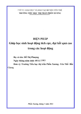 Giúp học sinh tích cực, đạt kết quả cao trong các hoạt động giáo dục
