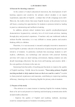 Innovating primary English teaching methods to help students learn on their own and be creative