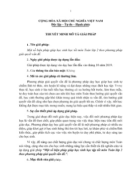 Một số biện pháp giúp học sinh học tốt môn Toán lớp 2 theo phương pháp giải quyết vấn đề