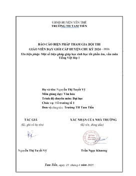 Một số biện pháp giúp học sinh học tốt phần âm, vần môn Tiếng Việt lớp 1