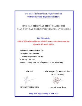 Một số biện pháp giúp học sinh tích cực, sáng tạo trong học tập môn Mĩ thuật khối 4
