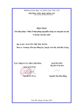 Một số biện pháp góp phần nâng cao năng lực tự chủ và tự học cho học sinh