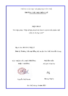 Một số biện pháp hình thành và phát triển phẩm chất nhân ái cho học sinh