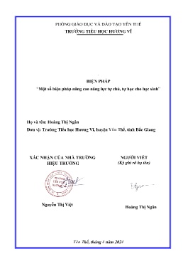 Một số biện pháp nâng cao năng lực tự chủ, tự học cho học sinh