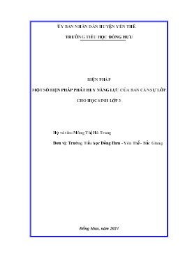 Một số biện pháp phát huy năng lực của Ban cán sự lớp cho học sinh lớp 3