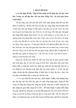 Một số biện pháp rèn kĩ năng đọc cho học sinh lớp 1 trong các tiết dạy Học vần của môn Tiếng Việt - Bộ sách giáo khoa Cánh Diều