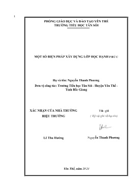 Một số biện pháp xây dựng lớp học hạnh phúc