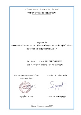 Một số biện pháp xây dựng thói quen chuẩn bị đồ dùng học tập cho học sinh lớp 1