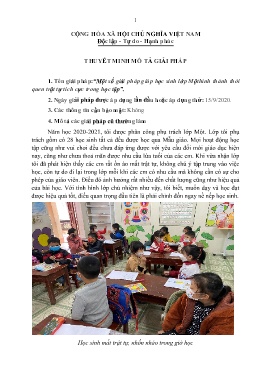Một số giải pháp giúp học sinh lớp Mộthình thành thói quen trật tự tích cực trong học tập