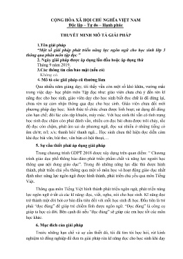 Một số giải pháp phát triển năng lực ngôn ngữ cho học sinh lớp 3 thông qua phân môn tập đọc