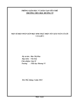 Một số kinh nghiệm giúp học sinh thực hiện tốt giải toán có lời văn theo bộ sách Cánh diều