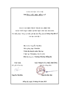 Nâng cao hiệu quả dạy học lồng ghép kỹ năng công dân số cho học sinh lớp 1