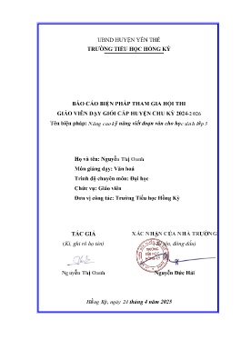 Nâng cao kỹ năng viết đoạn văn cho học sinh lớp 3