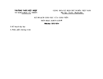 Phân phối chương trình môn Khoa học tự nhiên 6 - Năm học 2023-2024 - Trường THCS Việt Ngọc