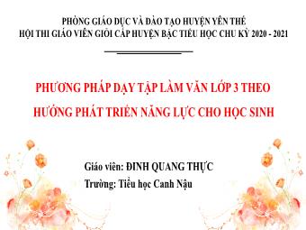 Phương pháp dạy tập làm văn lớp 3 theo hướng phát triển năng lực cho học sinh