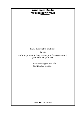 Phương pháp sử dụng Đồ dùng trực quan trong giảng dạy Công nghệ