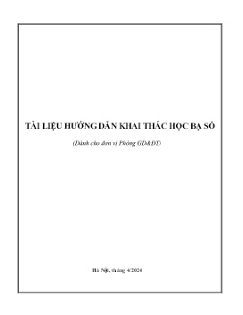 Tài liệu Hướng dẫn khai thác học bạ số (Dành cho đơn vị Phòng GD&ĐT)