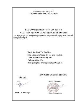 Tạo hứng thú học tập từ đó nâng cao chất lượng môn Toán đối với học sinh lớp 4