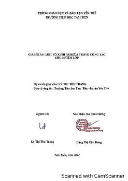 Một số kinh nghiệm trong công tác chủ nhiệm lớp - Lý Thị Thu Trang