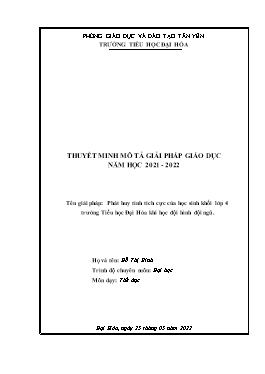 Phát huy tính tích cực của học sinh khối lớp 4 trường Tiểu học Đại Hóa khi học đội hình đội ngũ - Đỗ Thị Bình
